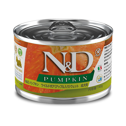 N&D パンプキン ワイルドボア(アップル入り)ウェット 成犬用